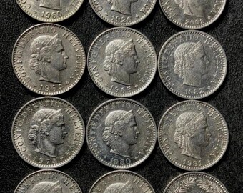 Switzerland Coin Lot - 20 RAPPEN - Wide Date Range - 12 Coins