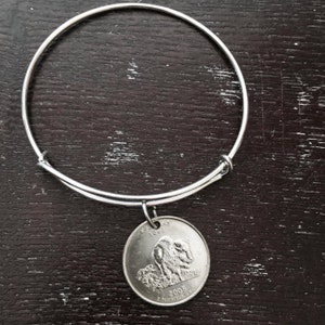 Kansas state quarter expandable wire bangle bracelet
