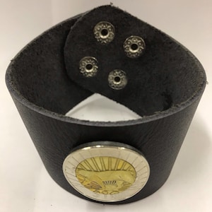 Uruguay 10 pesos Leather Cuff Coin Bracelet