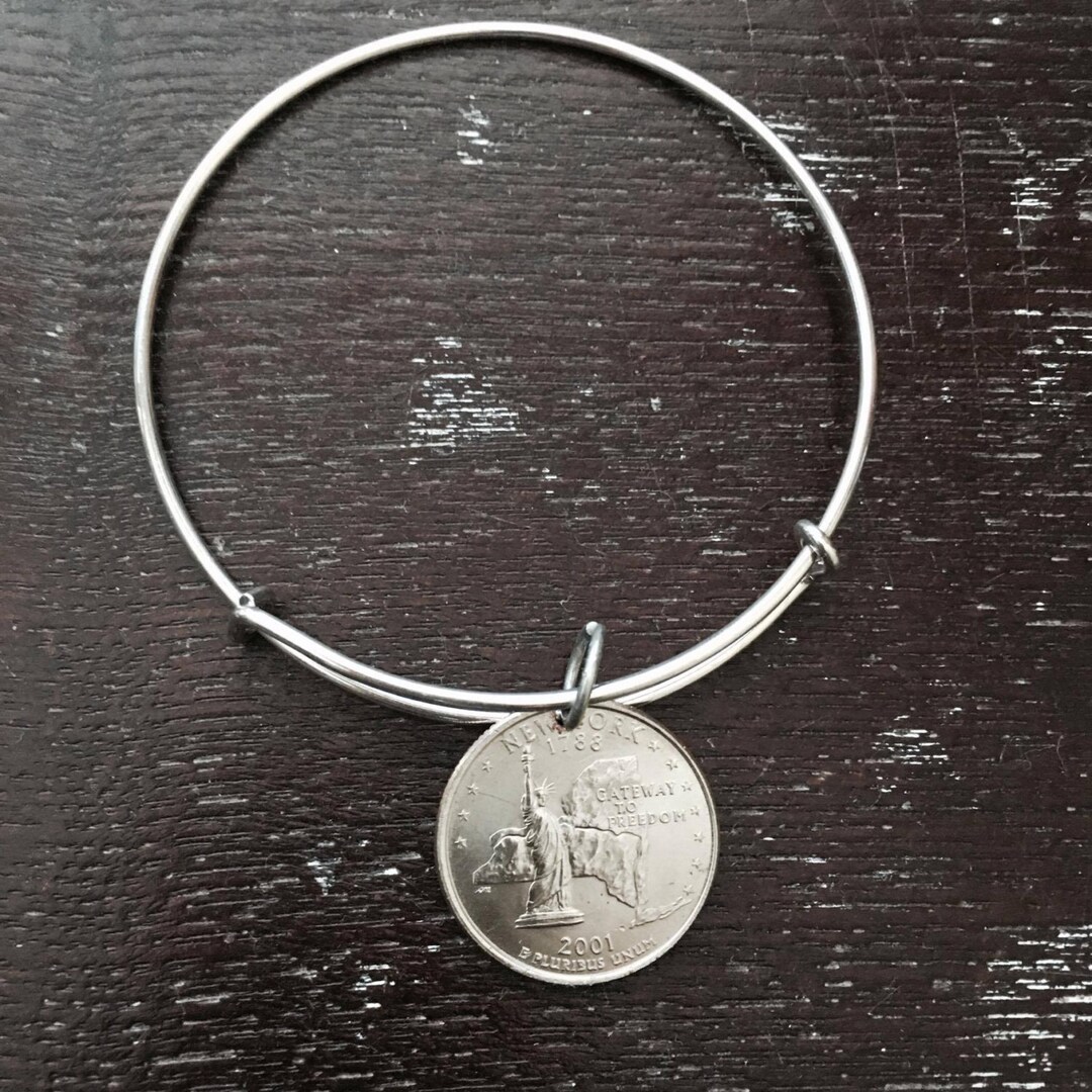 New York State Quarter Expandable Wire Bangle Bracelet - Etsy
