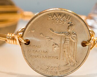 Hawaii state quarter wire bangle bracelet