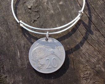 Nueva Zelanda 20 centavos estilo expansible brazalete de esclava de alambre