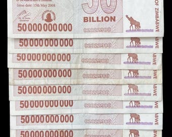 10 x Zimbabwe 50 Billion Dollar Agro-Cheques Bill Banknote Agro Check ZIM