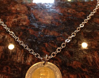 Dominican Republic 10 pesos coin necklace