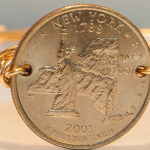 New York  state quarter wire bangle bracelet.