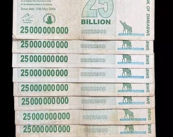 10 Zimbabwe 25 Billion Dollar Agro Cheque Bill Banknote Money - Pre Trillion