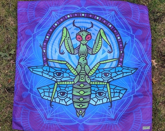Serenity Mantis Tapestry // geometric, lotus, psychedelic // Wall Hanging by : Eccentric Visuals