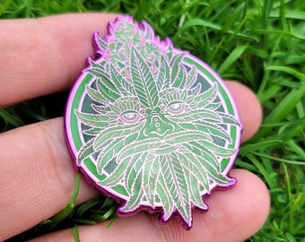 Green Man Cannabis Hat Pin *LIMITEDEDITION* Heady Hat Pins by : Eccentric Visuals 420/710/weed/stoner/cannabis