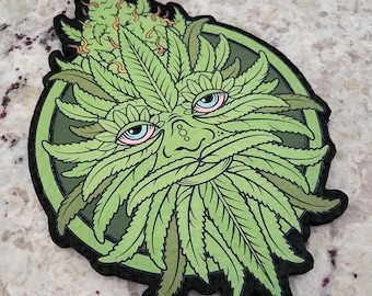 Green Man Cannabis Dab Mat *LIMITEDEDITION* Heady Hat Pins by : Eccentric Visuals 420/710/weed/stoner/cannabis/dabs/moodmats/eastcoasters