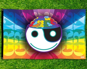 Rainbow Brain GRiZ Inspired Festi Flag // Wall Hanging by : Eccentric Visuals