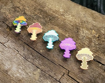 Mini Mushroom Wiggle Hat Pins *LIMITEDEDITION* Heady Hat Pins by : Eccentric Visuals | mini pin | shroom pin | mushroom pin