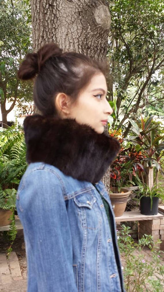 Handmade Blackglama Mink Scarf: Dark Brown Recycled Fur, USA Made