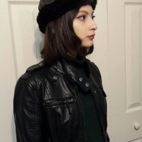 New dark brown mink fur pillbox hat, wool, faux suede, reversible hat, 21.5 inches, small, timeless, gift shops idea, made in USA, reclaimed fur