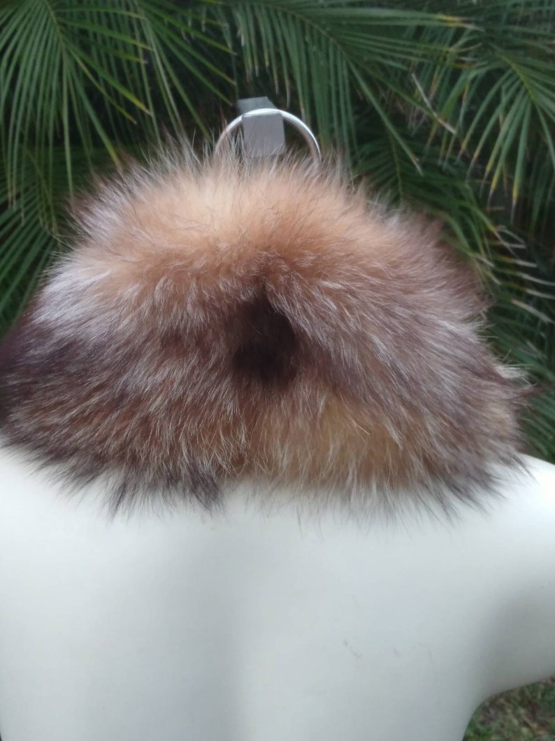 made in USA scarf reclaimed fur New crystal fox fur collar faux suede lining unique unsex handmade