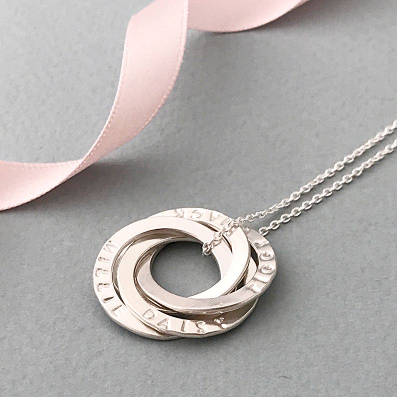 Personalised interlinked rings necklace mothers necklace russian rings necklace interlocking rings necklace interlocking circles image 1