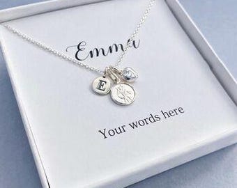 Personalised Saint Christopher With Initial And Little Heart