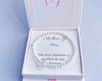 Mother and Son Sterling Silver Bracelet Mother and Son Gift