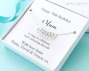 70th birthday gift - 70th necklace - 70th for her - 70th for mom - 70th for mum - 70th gift ideas - 70th for grandma - 70th for wife - 70th