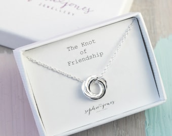 Silver Friendship Knot Necklace -Friendship gift - interlinked rings - entwined rings - silver circles - bridesmaids gift - best friend gift