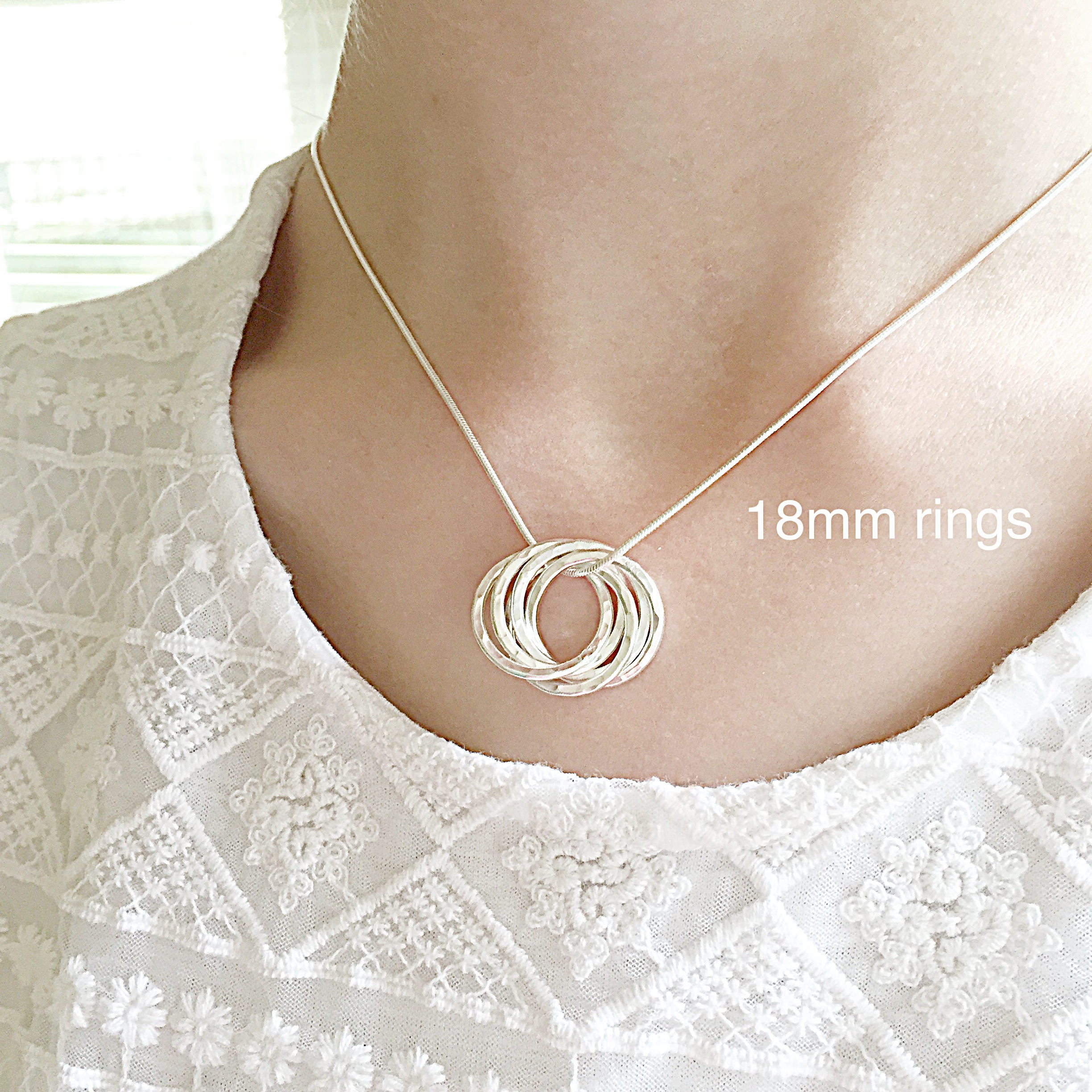 Seven Interlinked Rings Necklace -70th Birthday Gift - 7th