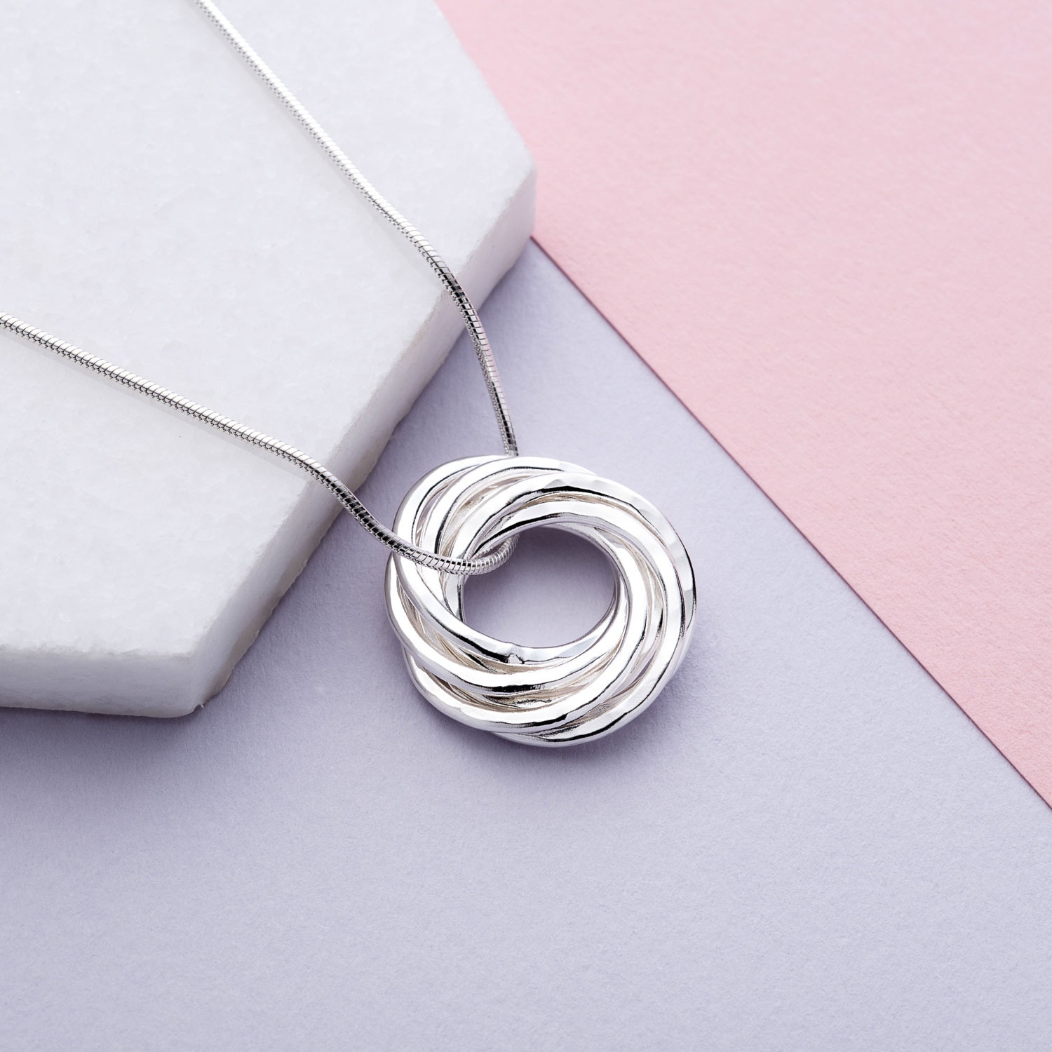 Seven Interlinked Rings Necklace -70th Birthday Gift - 7th