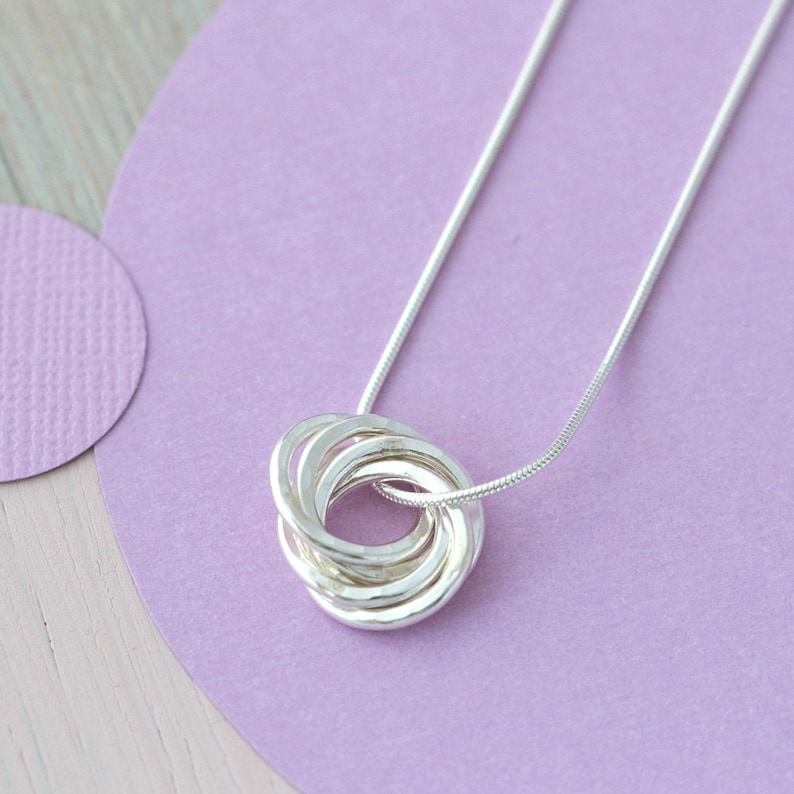 Five Rings Interlocking Five Interlinked Rings Necklace - 50th Birthday Gift - 5th Anniversary ...