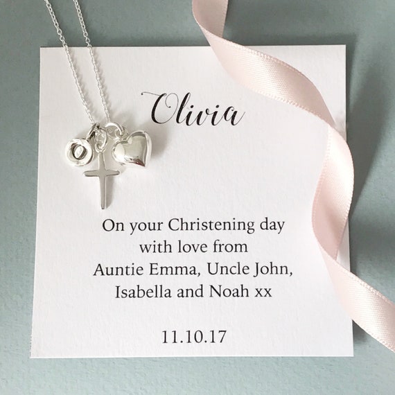 Sterling Silver Personalised Christening Necklace Christening Gift Silver Christening Necklace Personalised Christening Gift Baptism Etsy