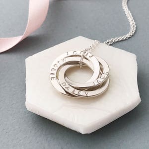 Personalised interlinked rings necklace mothers necklace russian rings necklace interlocking rings necklace interlocking circles image 3