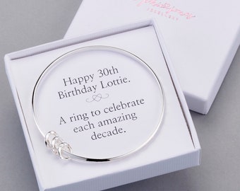 Personalised 30th birthday silver bangle - 30th birthday gift - 30th gift - 30th birthday for daughter - 30th bangle