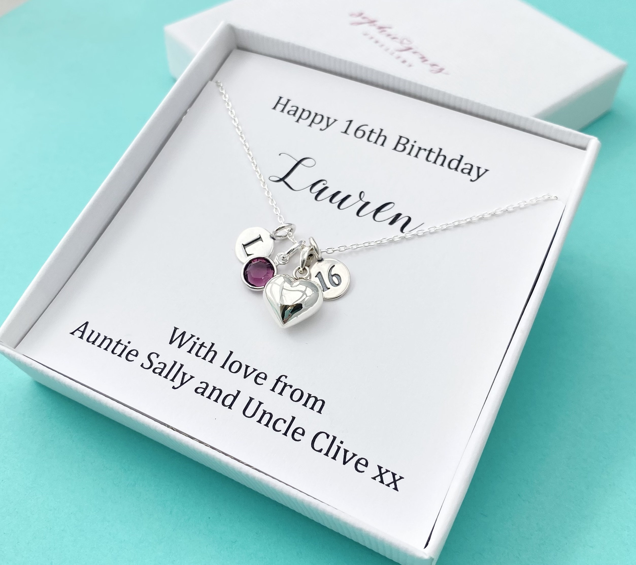 Personalised 16th Birthday Sterling Silver Heart Necklace 16th Gift 16th Necklace 16th for Daughter 16th Charm 16th Silver Heart Etsy