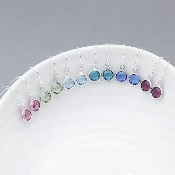 Birthstone earrings -Swarovski earrings - birthday earrings - birthday gift- gift for mum - gift for her - swarovski - birthstone gift