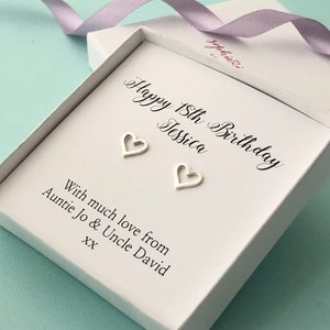 Personalised Sterling Silver 18th Birthday Heart Earrings - Open Heart Earrings - 18th Birthday Gift - Gift for 18th - 18th Gift for her