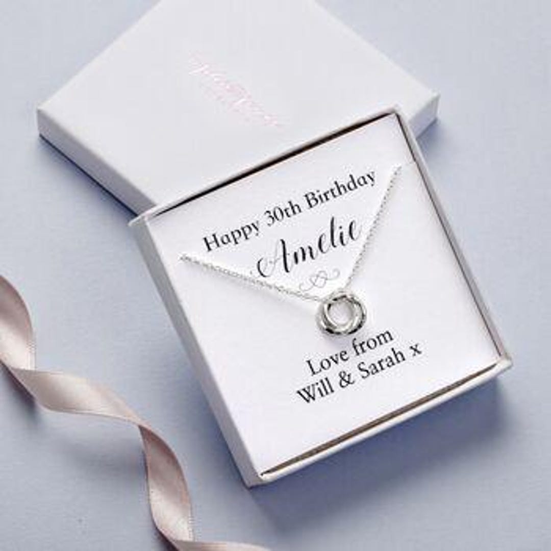 30th Birthday Three Interlinked Rings Necklace - Personalised 30th Gift ...