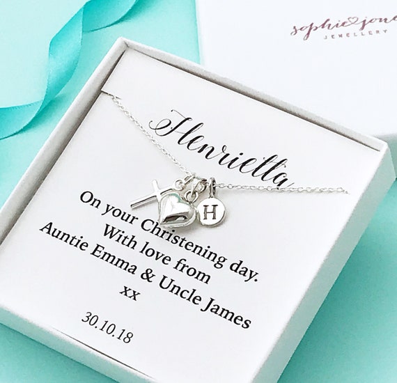 Sterling Silver Personalised Christening Necklace Christening Gift Silver Christening Necklace Personalised Christening Gift Baptism Etsy Canada