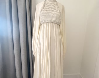 1970s rhinestone crystal white disco dress size XS/S