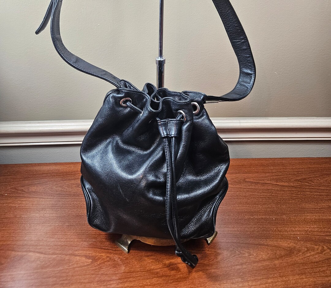 Perlina Draw String Bucket Leather Shoulder Bag - Etsy