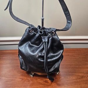 Perlina Draw String Bucket Leather Shoulder Bag - Etsy
