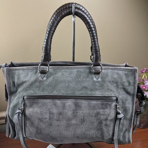 Sac à main en cuir suédé gris Zara Femme