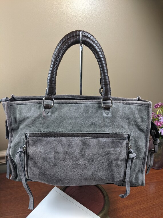 Zara Women gray suede leather handbag