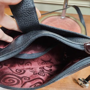 Brighton Small Black Leather Brown Croc Trim Silver Tone Hardware Shoulder Bag image 8