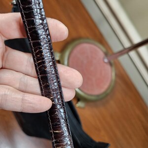 Brighton Small Black Leather Brown Croc Trim Silver Tone Hardware Shoulder Bag image 7