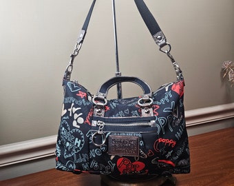 Sac à bandoulière Coach Poppy Graffiti Lurex Luxey Multi Black Satchel 16200