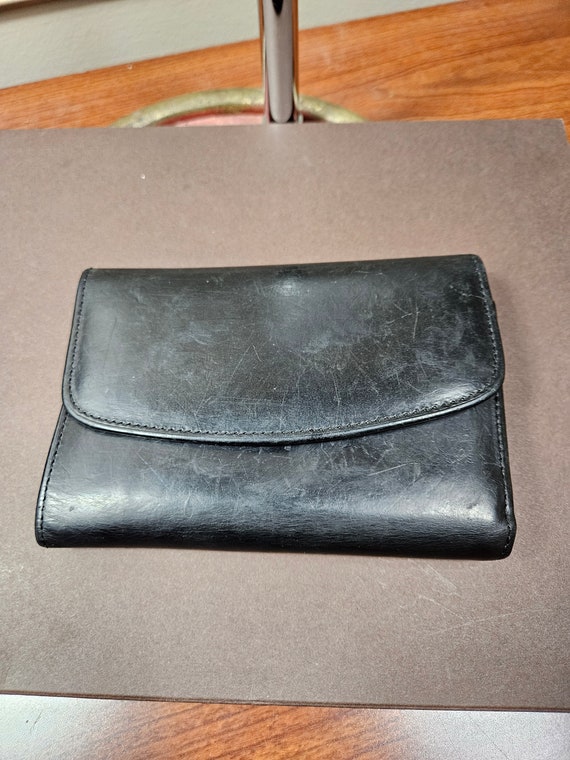 Auth Vintage Very Nice Black Leather Wallet