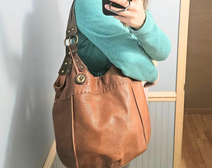WOVEN HOLLOW BAG 24 IN DARK BROWN CALFSKIN