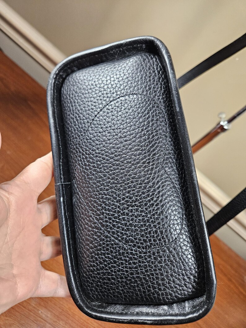 Brighton Small Black Leather Brown Croc Trim Silver Tone Hardware Shoulder Bag image 4