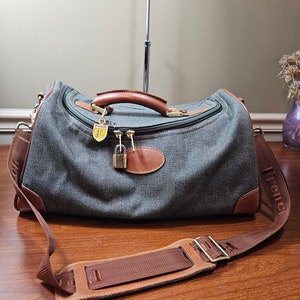 French Luggage Authentic Green brown duffle weekender bag