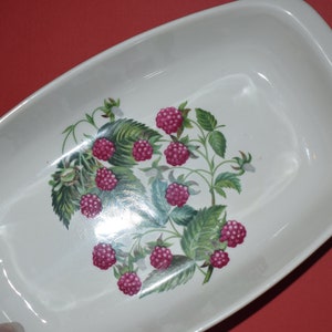 Vintage Porcelaine De Paris France - Raspberry Ceramic Baking Dish - Decor Les Fruits Lauvages