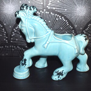 RARE Mid Century Ceramic Circus Horse Planter - Baby Blue