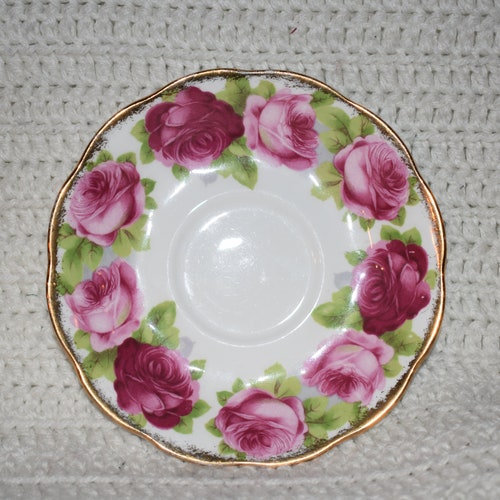 Antique Royal Albert Old English Rose Heavy Gold Crown China Etsy