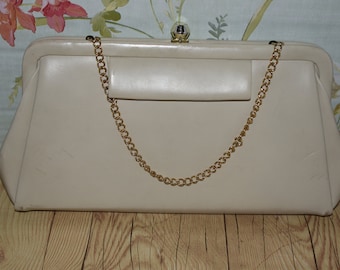 Vintage 1950s Purse / Blonde Handbag /Evening Bag / Chain Link Purse - Mid-Century